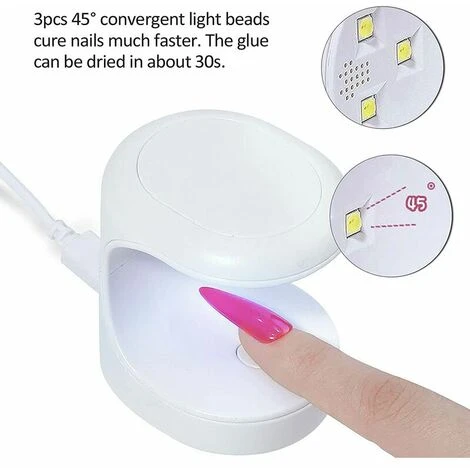 Mini Lámpara De Uñas LED UV Blanca, Secador De Uñas Portátil De Un Solo Dedo Lámpara UV Esmalte De Uñas De Gel Lámpara De Curado Eléctrica Máquina De Manicura Con Cable USB 4 Mini Lámpara De Uñas LED UV Blanca, Secador De Uñas Portátil De Un Solo Dedo Lámpara UV Esmalte De Uñas De Gel Lámpara De Curado Eléctrica Máquina De Manicura Con Cable USB - Imagen 2