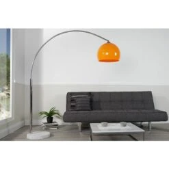 Lámpara De Pie 205 Cm E27 Naranja Cromo Metal Retro Arco