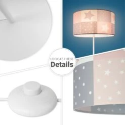 Paco Home Luminaria Pie Infantil Pantalla Tela Redonda Lámpara Pie Bebé Colorida E27 Diseño 3 (Ø38 Cm), Lámpara De Pie De Una Pata - Blanco -Trio Ventas 88771807 4