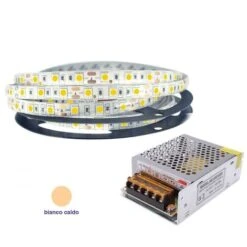 SMD LED STRIP 5050 300 LED 5 METROS STRIP REELS IP 65 WARM With POWER SUPPLY 5A