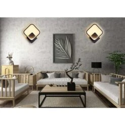 Lámpara De Pared LED Cuadrada Para Interiores, Lámpara De Pared De 12 W, Blanco Cálido, 3000 K, Accesorio De Iluminación De Pared Moderno Para Dormitorio, Sala De Estar, Pasillo, Escaleras, Negro - DK -Trio Ventas 90009652 3