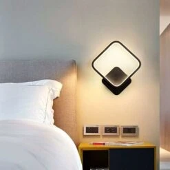 Lámpara De Pared LED Cuadrada Para Interiores, Lámpara De Pared De 12 W, Blanco Cálido, 3000 K, Accesorio De Iluminación De Pared Moderno Para Dormitorio, Sala De Estar, Pasillo, Escaleras, Negro - DK -Trio Ventas 90009652 4