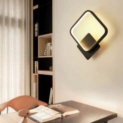 Lámpara De Pared LED Cuadrada Para Interiores, Lámpara De Pared De 12 W, Blanco Cálido, 3000 K, Accesorio De Iluminación De Pared Moderno Para Dormitorio, Sala De Estar, Pasillo, Escaleras, Negro - DK -Trio Ventas 90009652 5