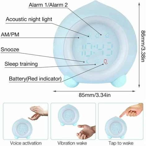 LITZEE Despertador Con Luz Para Niños, Despertador Con Luz LED Para Niños, Para Niñas, Niños, Lámpara Digital, Despertador, Luz Nocturna, Volumen Ajustable, Snooze, Carga USB, Despertador Con Alarmas 5 LITZEE Despertador Con Luz Para Niños, Despertador Con Luz LED Para Niños, Para Niñas, Niños, Lámpara Digital, Despertador, Luz Nocturna, Volumen Ajustable, Snooze, Carga USB, Despertador Con Alarmas - Imagen 3
