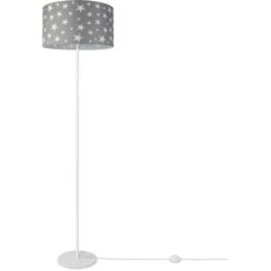 Paco Home Lámpara Luminaria Pie Cuarto Infantil Niños Niñas Pantalla Estrellas Luna Diseño 6 (Ø38 Cm), Lámpara De Pie De Una Pata - Blanco