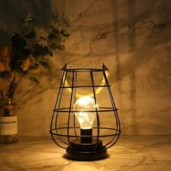 Lámpara De Noche Que Funciona Con Pilas, Lámpara Colgante De Batería Inalámbrica De 19 Cm De Alto Con Bombilla LED Edison Para Balcón, Hogar, Patio, Dormitorio, Boda, Interior Y Exterior (negro)
