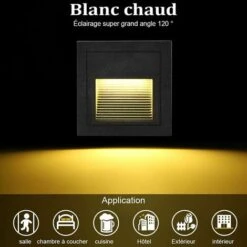 3W LED Empotrable De Pared Luz De Escalera Luz De Paso (blanco Cálido) Lámpara De Noche Iluminación De Aluminio Y Luces Decorativas IP65 A Prueba De Agua / Juego De 4 [Clase De Eficiencia Energética -Trio Ventas 91875904 3