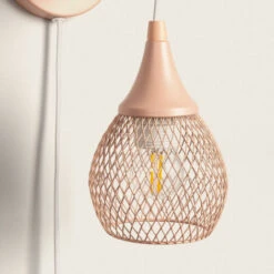 Lámpara De Pared De Madera Y Metal Monah Rosa Pastel. -Trio Ventas 92121934 3