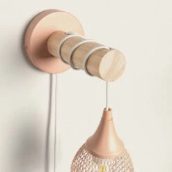 Lámpara De Pared De Madera Y Metal Monah Rosa Pastel. -Trio Ventas 92121934 4