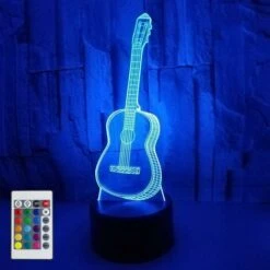 Lámpara De Ilusión De Guitarra 3D Luz Nocturna Para Dormitorio 7 Cambio De Color Smart Touch Control Remoto Ilusión óptica Lámparas De Mesita De Noche Decoración Del Hogar Niños Niñas Mujeres Regalos