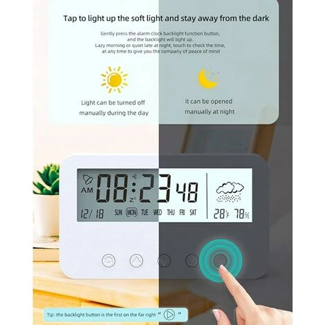 Reloj Inteligente Reloj Despertador Digital Luminoso Multifunción Con Pantalla De Fecha De Temperatura Reloj Despertador Silencioso Aqua 6 Reloj Inteligente Reloj Despertador Digital Luminoso Multifunción Con Pantalla De Fecha De Temperatura Reloj Despertador Silencioso Aqua - Imagen 4