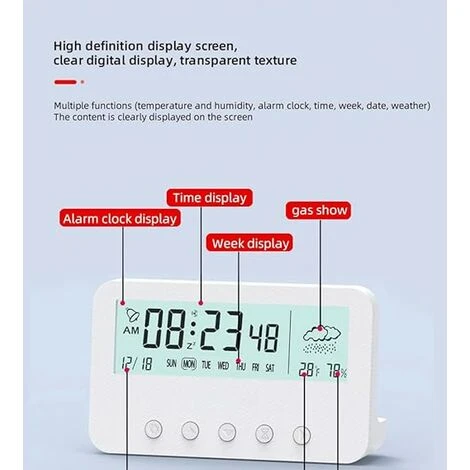 Reloj Inteligente Reloj Despertador Digital Luminoso Multifunción Con Pantalla De Fecha De Temperatura Reloj Despertador Silencioso Aqua 7 Reloj Inteligente Reloj Despertador Digital Luminoso Multifunción Con Pantalla De Fecha De Temperatura Reloj Despertador Silencioso Aqua - Imagen 5