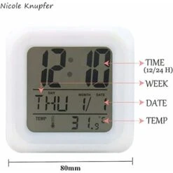 ZOLGINAH Panda LED Despertador, Despertador De Noche Para Niños, Cuadrado, Pantalla LCD Iluminada, Diseño De Panda (10) -Trio Ventas 93433855 4