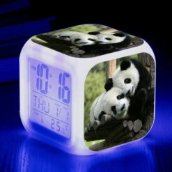 ZOLGINAH Panda LED Despertador, Despertador De Noche Para Niños, Cuadrado, Pantalla LCD Iluminada, Diseño De Panda (11)