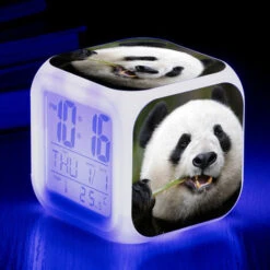 ZOLGINAH Panda LED Despertador, Despertador De Noche Para Niños, Cuadrado, Pantalla LCD Iluminada, Diseño De Panda (14)