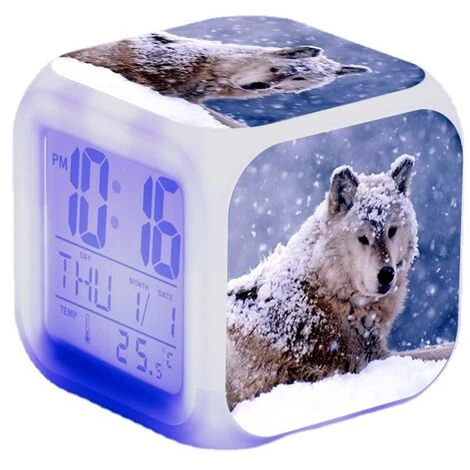 ZOLGINAH Lobo LED Despertador, Despertador De Noche Para Niños, Cuadrado, Pantalla LCD Iluminada, Diseño De Lobo (5) 3 ZOLGINAH Lobo LED Despertador, Despertador De Noche Para Niños, Cuadrado, Pantalla LCD Iluminada, Diseño De Lobo (5)