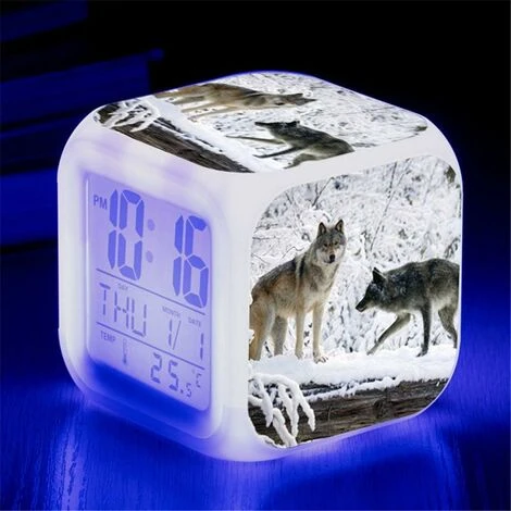 ZOLGINAH Lobo LED Despertador, Despertador De Noche Para Niños, Cuadrado, Pantalla LCD Iluminada, Diseño De Lobo (5) 5 ZOLGINAH Lobo LED Despertador, Despertador De Noche Para Niños, Cuadrado, Pantalla LCD Iluminada, Diseño De Lobo (5) - Imagen 3