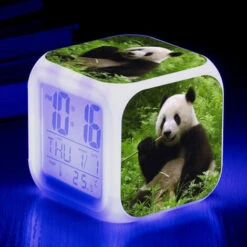 ZOLGINAH Panda LED Despertador, Despertador De Noche Para Niños, Cuadrado, Pantalla LCD Iluminada, Diseño De Panda (18)