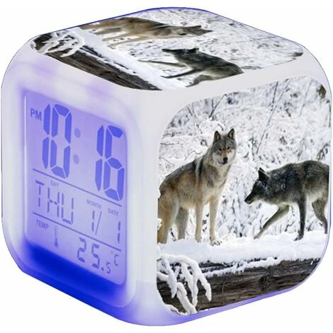 ZOLGINAH LED Lobo Despertador Para Niños, Despertador De Cabecera, Cuadrado, Pantalla LCD Iluminada, Diseño De Lobo (18) 4 ZOLGINAH LED Lobo Despertador Para Niños, Despertador De Cabecera, Cuadrado, Pantalla LCD Iluminada, Diseño De Lobo (18) - Imagen 2