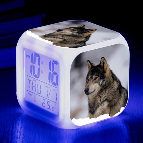 ZOLGINAH LED Lobo Despertador Para Niños, Despertador De Cabecera, Cuadrado, Pantalla LCD Iluminada, Diseño De Lobo (10) 3 ZOLGINAH LED Lobo Despertador Para Niños, Despertador De Cabecera, Cuadrado, Pantalla LCD Iluminada, Diseño De Lobo (10)