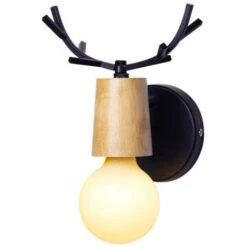 Lámpara De Pared Creativa Mesita Noche, Iluminación Luz De Pared Cornamenta Habitación Los Niños Escalera Pasillo - Negro