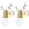 2 Pcs Lámpara Pared Animal Creativa Interior Moderno, Iluminación Art Deco Sala De Estar Dormitorio Pasillo E27 - Blanco