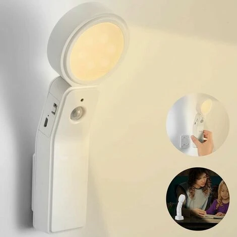 Luz Nocturna LED Automática, Lámpara LED Con Sensor De Movimiento Con 3 Modos (automático/encendido/apagado), Rotación De 360° Ajustable Mini Lámpara De Escritorio Recargable USB Para Pasillo, Estudio 3 Luz Nocturna LED Automática, Lámpara LED Con Sensor De Movimiento Con 3 Modos (automático/encendido/apagado), Rotación De 360° Ajustable Mini Lámpara De Escritorio Recargable USB Para Pasillo, Estudio