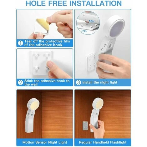 Luz Nocturna LED Automática, Lámpara LED Con Sensor De Movimiento Con 3 Modos (automático/encendido/apagado), Rotación De 360° Ajustable Mini Lámpara De Escritorio Recargable USB Para Pasillo, Estudio 6 Luz Nocturna LED Automática, Lámpara LED Con Sensor De Movimiento Con 3 Modos (automático/encendido/apagado), Rotación De 360° Ajustable Mini Lámpara De Escritorio Recargable USB Para Pasillo, Estudio - Imagen 4