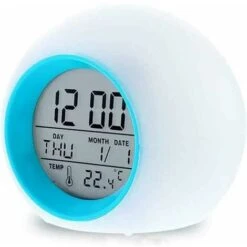 Reloj Despertador Para Niños, Reloj Despertador Digital De Nueva Versión Con Luz Nocturna Que Cambia De 7 Colores Y 6 Sonidos Naturales De Alarma Opcionales, Con Calendario De Temperatura, El Mejor Re