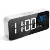 Reloj Despertador Digital Con Gran Pantalla LED De Temperatura, Reloj De Cabecera Con 13 Sonidos De Alarma, Puerto De Carga USB, Atenuador De Brillo Ajustable De 4 Niveles, Repetición, Alarma De Espej -Trio Ventas 97080495 1