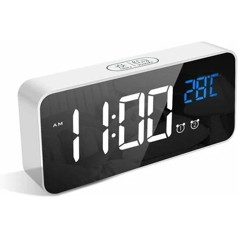 Reloj Despertador Digital Con Gran Pantalla LED De Temperatura, Reloj De Cabecera Con 13 Sonidos De Alarma, Puerto De Carga USB, Atenuador De Brillo Ajustable De 4 Niveles, Repetición, Alarma De Espej 3 Reloj Despertador Digital Con Gran Pantalla LED De Temperatura, Reloj De Cabecera Con 13 Sonidos De Alarma, Puerto De Carga USB, Atenuador De Brillo Ajustable De 4 Niveles, Repetición, Alarma De Espej