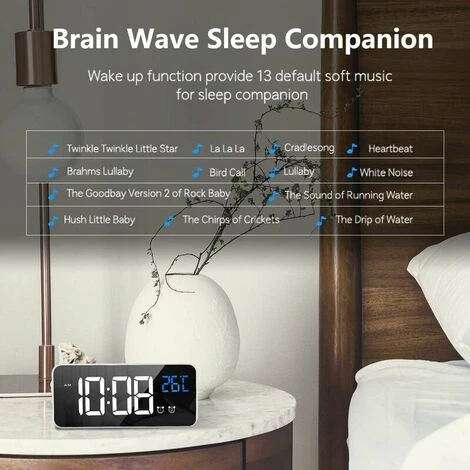 Reloj Despertador Digital Con Gran Pantalla LED De Temperatura, Reloj De Cabecera Con 13 Sonidos De Alarma, Puerto De Carga USB, Atenuador De Brillo Ajustable De 4 Niveles, Repetición, Alarma De Espej 5 Reloj Despertador Digital Con Gran Pantalla LED De Temperatura, Reloj De Cabecera Con 13 Sonidos De Alarma, Puerto De Carga USB, Atenuador De Brillo Ajustable De 4 Niveles, Repetición, Alarma De Espej - Imagen 3