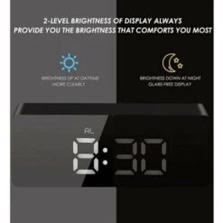 Reloj Despertador Con Espejo, Reloj Despertador Digital Con Fecha/temperatura/pantalla LED De Repetición/2 Alarmas/puerto De Carga USB, Para Viajes, Dormitorio, Oficina, Cocina, Color Negro -Trio Ventas 97080740 3