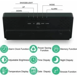 Reloj Despertador Digital, Pantalla LED Grande, Reloj De Superficie De Espejo Con Función De Repetición Y Brillo, Conexión De Carga USB Ajustable, Reloj Despertador Para Dormitorio, Oficina, 8 Reloj Despertador Digital, Pantalla LED Grande, Reloj De Superficie De Espejo Con Función De Repetición Y Brillo, Conexión De Carga USB Ajustable, Reloj Despertador Para Dormitorio, Oficina, -Trio Ventas 97588283 2