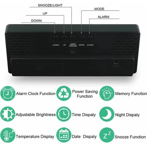 Reloj Despertador Digital, Pantalla LED Grande, Reloj De Superficie De Espejo Con Función De Repetición Y Brillo, Conexión De Carga USB Ajustable, Reloj Despertador Para Dormitorio, Oficina, 4 Reloj Despertador Digital, Pantalla LED Grande, Reloj De Superficie De Espejo Con Función De Repetición Y Brillo, Conexión De Carga USB Ajustable, Reloj Despertador Para Dormitorio, Oficina, - Imagen 2
