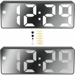 Reloj Despertador Digital, Pantalla LED Grande, Reloj De Superficie De Espejo Con Función De Repetición Y Brillo, Conexión De Carga USB Ajustable, Reloj Despertador Para Dormitorio, Oficina, 9 Reloj Despertador Digital, Pantalla LED Grande, Reloj De Superficie De Espejo Con Función De Repetición Y Brillo, Conexión De Carga USB Ajustable, Reloj Despertador Para Dormitorio, Oficina, -Trio Ventas 97588283 3