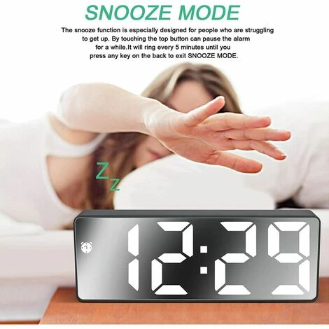 Reloj Despertador Digital, Pantalla LED Grande, Reloj De Superficie De Espejo Con Función De Repetición Y Brillo, Conexión De Carga USB Ajustable, Reloj Despertador Para Dormitorio, Oficina, 6 Reloj Despertador Digital, Pantalla LED Grande, Reloj De Superficie De Espejo Con Función De Repetición Y Brillo, Conexión De Carga USB Ajustable, Reloj Despertador Para Dormitorio, Oficina, - Imagen 4