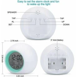 Reloj Despertador Para Niños, Reloj Despertador LED Que Cambia De 7 Colores, 6 Sonidos Naturales, Mejora El Sueño, Reloj Despertador Digital LED Para Dormitorio -Trio Ventas 97589454 3