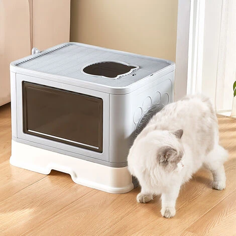 Caja De Arena Para Gatos Plegable, Arenero Gatos Cubierto Con Cajon,Arenero Gatos 48.5x36.5x38cm Gris 4 Caja De Arena Para Gatos Plegable, Arenero Gatos Cubierto Con Cajon,Arenero Gatos 48.5x36.5x38cm Gris - Imagen 2