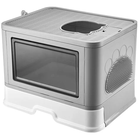 Caja De Arena Para Gatos Plegable, Arenero Gatos Cubierto Con Cajon,Arenero Gatos 48.5x36.5x38cm Gris 6 Caja De Arena Para Gatos Plegable, Arenero Gatos Cubierto Con Cajon,Arenero Gatos 48.5x36.5x38cm Gris - Imagen 4