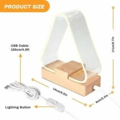 Lámpara De Mesita De Noche Triangular Nórdica Lámpara De Noche Decorativa LED Lámpara Blanca Cálida Botón De Control Del Cargador USB Con Luz Acrílica De Transmisión Para La Mesa De La Sala De Estar D -Trio Ventas 99029366 3