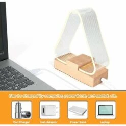 Lámpara De Mesita De Noche Triangular Nórdica Lámpara De Noche Decorativa LED Lámpara Blanca Cálida Botón De Control Del Cargador USB Con Luz Acrílica De Transmisión Para La Mesa De La Sala De Estar D -Trio Ventas 99029366 4