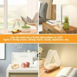 Lámpara De Mesita De Noche Triangular Nórdica Lámpara De Noche Decorativa LED Lámpara Blanca Cálida Botón De Control Del Cargador USB Con Luz Acrílica De Transmisión Para La Mesa De La Sala De Estar D -Trio Ventas 99029366 5