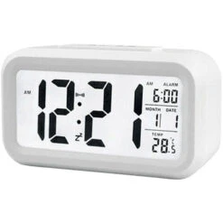 Reloj Despertador Digital Inteligente Con Fecha Y Temperatura Botón De Repetición En La Parte Superior Reloj De Escritorio Rectangular Con Luz Nocturna Para Dormitorio Niños Niños Niñas Niños (blanco)