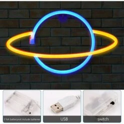 LED Planeta Luz De Neón Nube Relámpago Aplique De Pared Decoración De Pared Batería / USB Alimentado Iluminación Interior Lámparas De Mesa Para El Hogar Niños Dormitorio Bar Decoración De Pared Planet -Trio Ventas 99827972 3