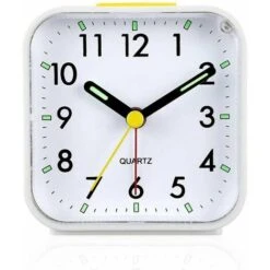 Reloj Despertador Analógico Silencioso Sin Tictac, Despertador Suave, Pitidos, Aumento De Volumen, Repetición Y Funciones De Luz Que Funciona Con Pilas, Ajuste Fácil, Blanco