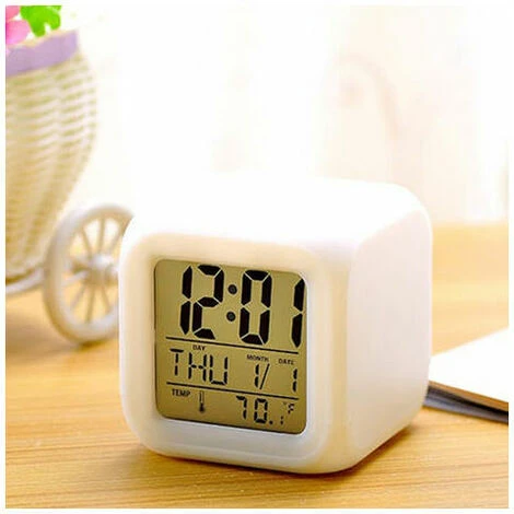 Despertador Digital LED Multifunción Con 7 Colores Que Cambian, Cubo Que Brilla En La Oscuridad, Pantalla, Hora, Fecha, Semana, Temperatura 3 Despertador Digital LED Multifunción Con 7 Colores Que Cambian, Cubo Que Brilla En La Oscuridad, Pantalla, Hora, Fecha, Semana, Temperatura