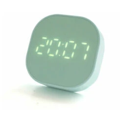 Cuadrado Digital Sincronización Inteligente Pequeño Reloj Despertador Cuadrado Mini Reloj De Dibujos Animados Junto A La Cama Reloj Electrónico Luminoso Verde Pálido