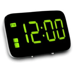 Despertador Activado Por Voz Pantalla Digital LED Con Botón De Repetición Separado Configuración De 12/24 Horas Recargable Por USB Para Viajes Dormitorio Oficina (Verde)