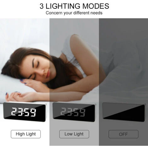 Despertador Digital Despertador De Escritorio Despertador Con Espejo LED Despertadores Pantalla De Temperatura (Blanco) 7 Despertador Digital Despertador De Escritorio Despertador Con Espejo LED Despertadores Pantalla De Temperatura (Blanco) - Imagen 5